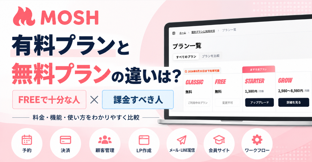 MOSHの有料プランと無料プランの違いは？FREEで十分な人・課金すべき人を比較